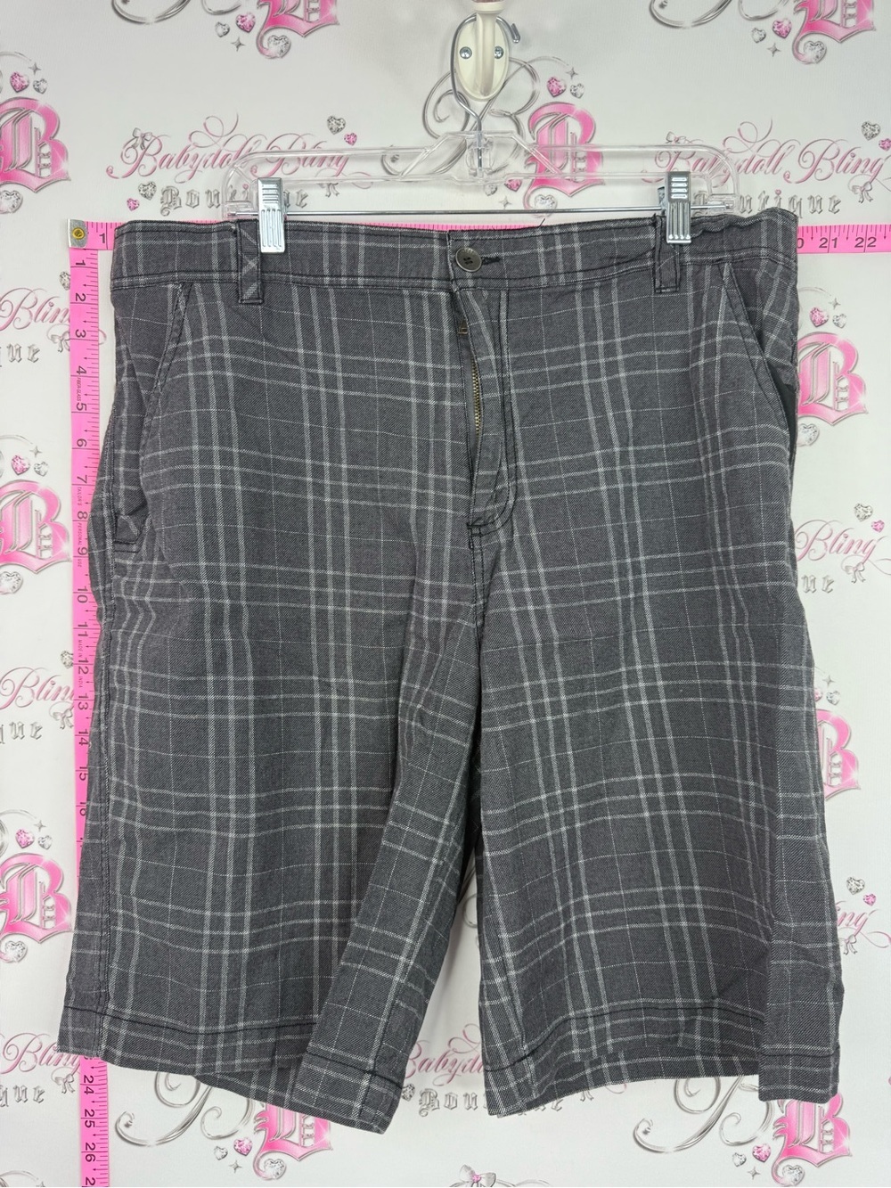 Retrofit Gray Checked Pants with Gold Accent Label